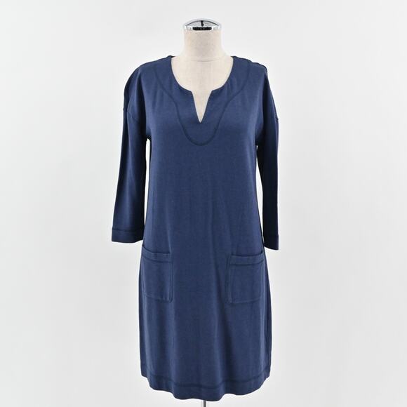 LILLY PULITZER Joyce Shift Dress Sz XS UPF 50+ True Navy 3/4 Sleeve Patch Pocket - Picture 1 of 13